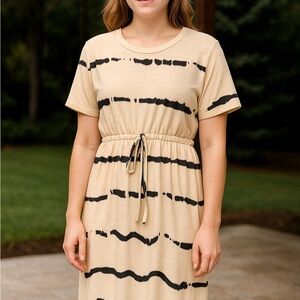 Shibori Dye Cream T-Shirt Dress